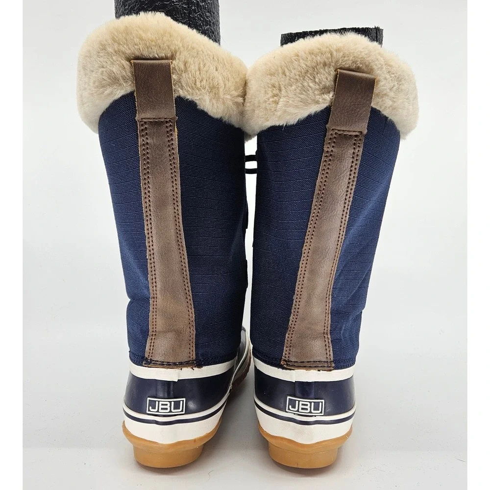 JBU Snowy Navy Blue Faux Fur Lined Winter Boots Womens Sz 7M Heritage Waterproof